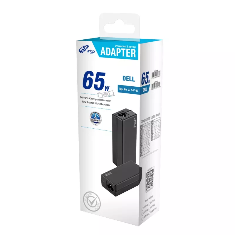 FSP PRO 65W universāls klēpjdatora adapteris – Dell