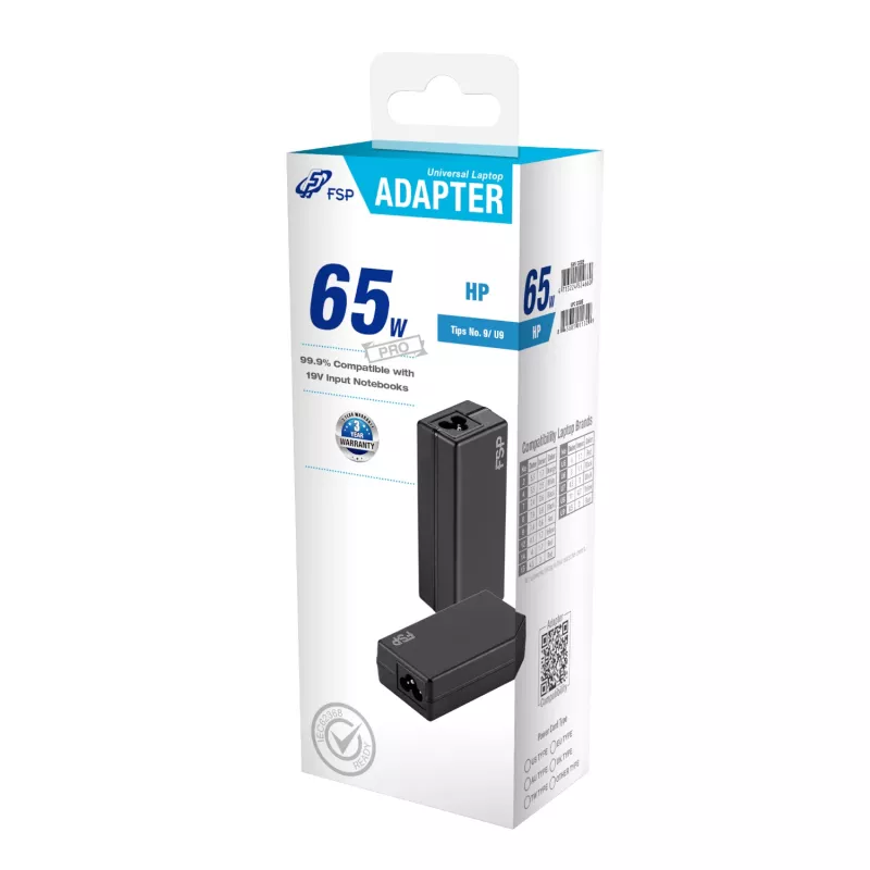 FSP PRO 65W universāls klēpjdatora adapteris – HP