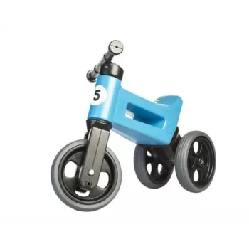 FUNNY WHEELS Rider Super Sportinis Līdzsvara velosipēds, Metallic Blue, 2-in-1 pārveidojams no 3 riteņiem uz 2 riteņiem, regulējams sēdeklis un stūre, no 18 mēnešiem līdz 3 gadiem, maksimālā slodze 25 kg