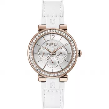 FURLA Arco Chain sieviešu kvarca pulkstenis 38mm sudraba nerūsējošā tērauda sieta aproce WW00011003L3