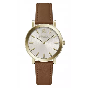 FURLA Giada Sieviešu kvarca pulkstenis WW00003002L2 38mm Sudraba ciparnīca Zila ādas siksniņa