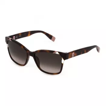 FURLA SFU470-5401AY Sieviešu saulesbrilles - Melns acetāta rāmis, Pelēks gradienta lēcas, 54mm