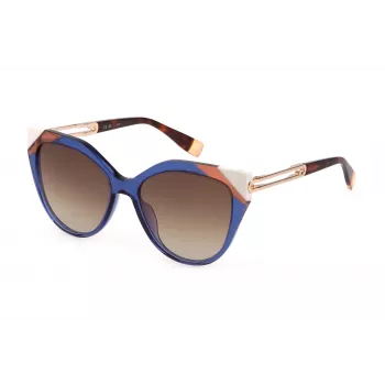 FURLA SFU683-5506NA Sieviešu Butterfly Cat-Eye Saulesbrilles Havana Bruņurupuča Acetāta Rāmis Brūnas Gradienta Lēcas 55mm