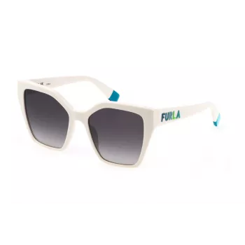 FURLA SFU686-5403GF Sieviešu taisnstūra saulesbrilles Havana brūns acetāta rāmis Gradienta brūnas lēcas 54/18/140 mm