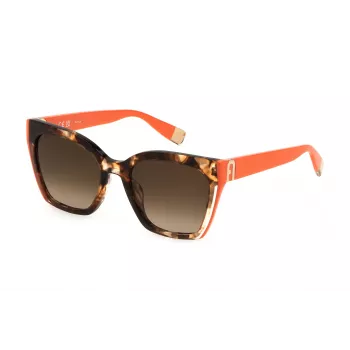 FURLA SFU708-5402AD Sieviešu saulesbrilles Havana acetāta rāmis Brūnas gradienta lēcas 54mm