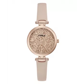 FURLA Sieviešu pulkstenis WW00018008L3 38mm Nerūsējošais tērauds Kvarca analogs Sudraba ciparnīca Melna ādas siksniņa