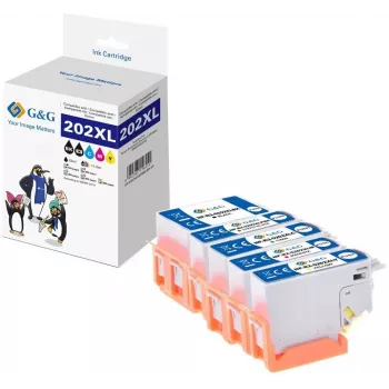 G&G saderīga tintes kasetņu komplekts 5 iepakojumā Epson 202XL Black/Cyan/Magenta/Yellow/Photo Black (15180)
