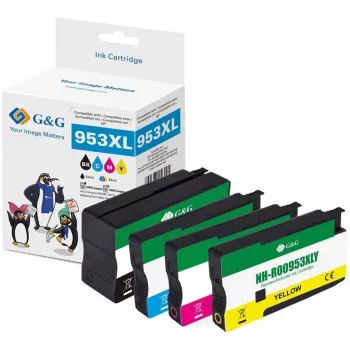 G&G saderīga tintes kasetņu komplekts HP 953XL melna, ciāna, fuksīna, dzeltena (4 iepakojums) Augstas ražības