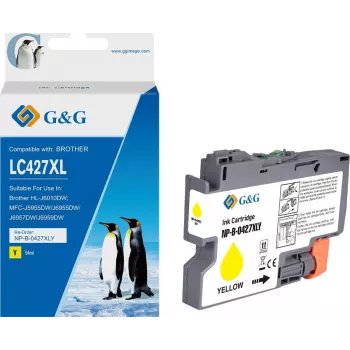 G&G tintes kasetne, saderīga ar Brother 427XL LC-427XLY dzeltena