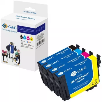 G&G multipack tintes kasetnes saderīgas ar Epson 604XL (4 x XL, melna/ciāna/magenta/dzeltena, 20547)