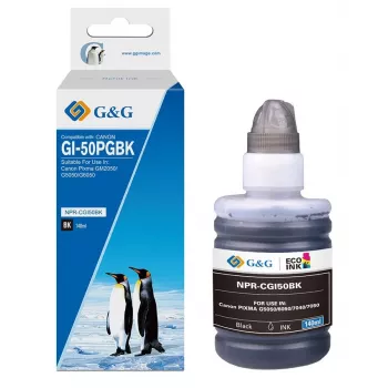 G&G uzpildes tintes pudele Canon GI-50 PGBK melnai pigmenta tinti 140ml (19382)