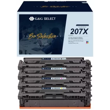 G&G Select XL Toner 4 komplekts HP 207X (Melns, Ciāns, Fuksīns, Dzeltens) - Saderīgs, lielas ietilpības
