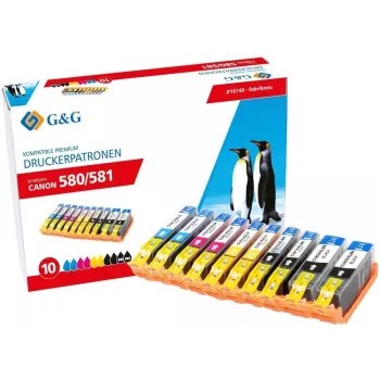 G&G XXL tintes kasetņu komplekts 10 gab. Canon PGI-580/CLI-581