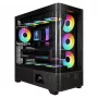 Gamdias Atlas P2 GAMING vidējā torņa ARGB rūdīta stikla korpuss, melns, 4x120mm ARGB ventilatori