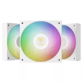 GAMDIAS NOTUS M1-1203 ARGB 120mm PWM korpusa ventilatoru komplekts, 3 gab., adresējams RGB, hidrauliskais gultnis, 800-1600 RPM, 67.5 CFM, iekļauts kontrolieris
