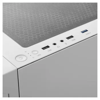 GAMDIAS Talos E3 MESH spēļu vidējā torņa korpuss, balts, rūdīts stikls, 4x120mm ARGB ventilatori, ATX/Micro-ATX/Mini-ITX, sieta priekšējais panelis