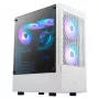 GAMDIAS Talos E3 MESH spēļu vidējā torņa korpuss, balts, rūdīts stikls, 4x120mm ARGB ventilatori, ATX/Micro-ATX/Mini-ITX, sieta priekšējais panelis