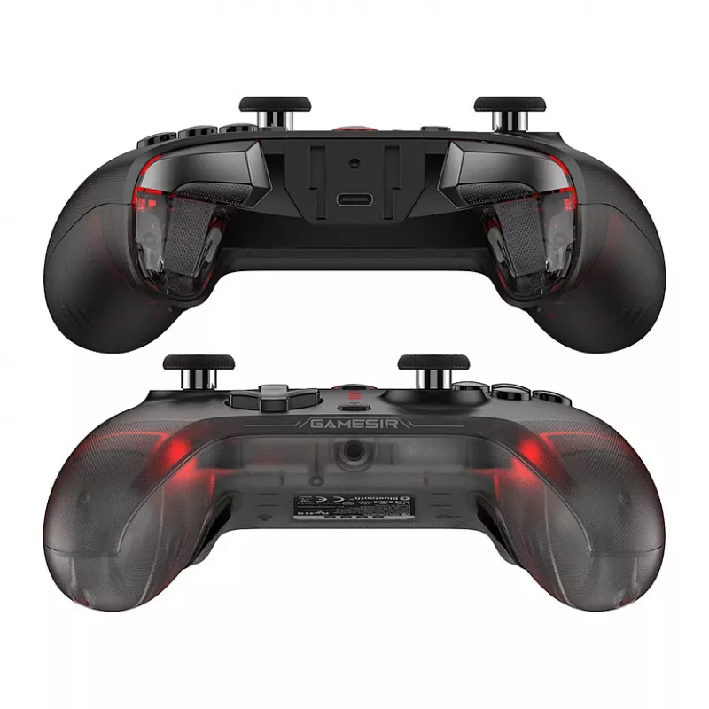GameSir Cyclone 2 Tri-Mode bezvadu spēļu kontrolieris ar Hall Effect svirām un sprūdiem, RGB apgaismojumu, programmējamām aizmugures pogām, 6 asu žiroskopu, 20h akumulatoru - Melns