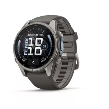 Garmin Fenix 9 – 43mm, titāns ar Pebble Grey silikona siksniņu
