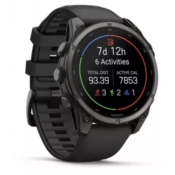 Garmin fenix 9 – 47mm, Carbon Grey DLC titāna ar melnu silikona siksniņu