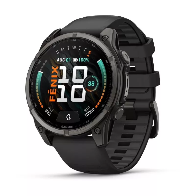 Garmin fenix 9 – 47mm, Carbon Grey DLC titāna ar melnu silikona siksniņu