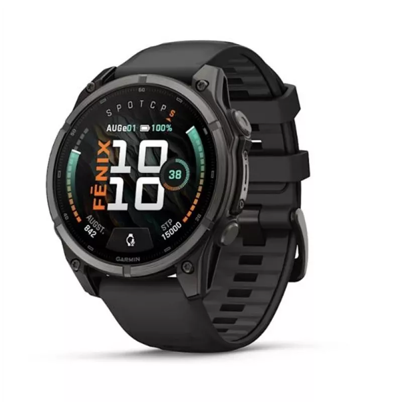 Garmin fenix 9 – 47mm, Carbon Grey DLC titāna ar melnu silikona siksniņu