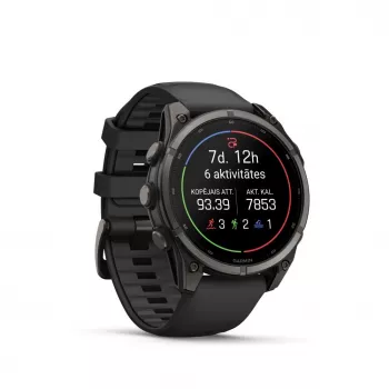 Garmin fenix 9 – 47mm, Carbon Grey DLC titāna ar melnu silikona siksniņu