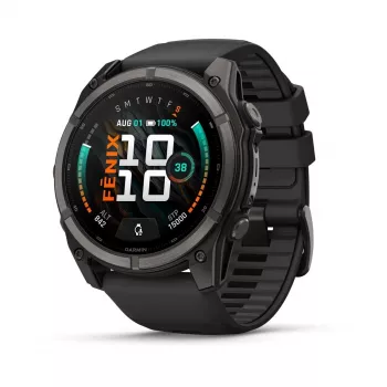 Garmin fenix 9 - 51mm, oglekļa pelēks DLC titāns ar melnu silikona siksnu 010-04763-11