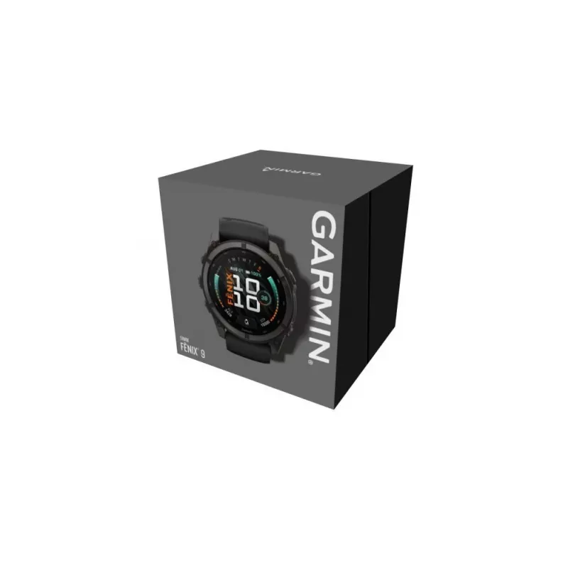 Garmin fenix 9 - 51mm, oglekļa pelēks DLC titāns ar melnu silikona siksnu 010-04763-11