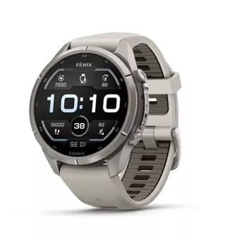 Garmin Fenix 9 Pro – 43mm titāna ar miglas pelēku/tumši smilšakmens silikona aproci