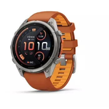Garmin Fenix 9 Pro – inReach, 47mm titāna ar Autumn Orange/Spark Orange silikona siksniņu