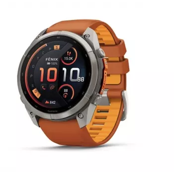 Garmin Fenix 9 Pro – inReach, 51mm titāna ar Autumn Orange/Spark Orange silikona siksnu