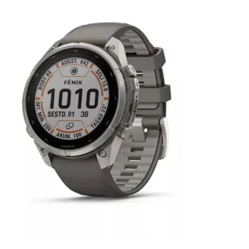 Garmin fenix 9 Pro – inReach, Solar, 47mm titāna ar Pebble Grey silikona siksnu