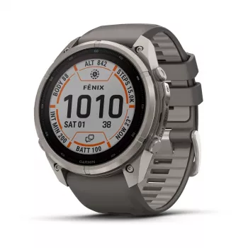 Garmin Fenix 9 Pro – inReach, Solar, 51mm titāna ar Pebble Grey silikona siksnu