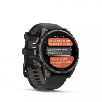 Garmin fenix 8 Pro 47 mm AMOLED viedpulkstenis, Sapphire, Carbon Grey DLC Titanium ar Black/Pebble Grey silikona siksniņu