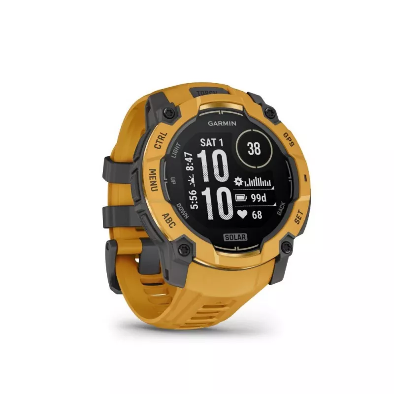 Garmin Instinct 3 – 50 mm, Solar Sunburst ar Sunburst/Pelēku siksnu