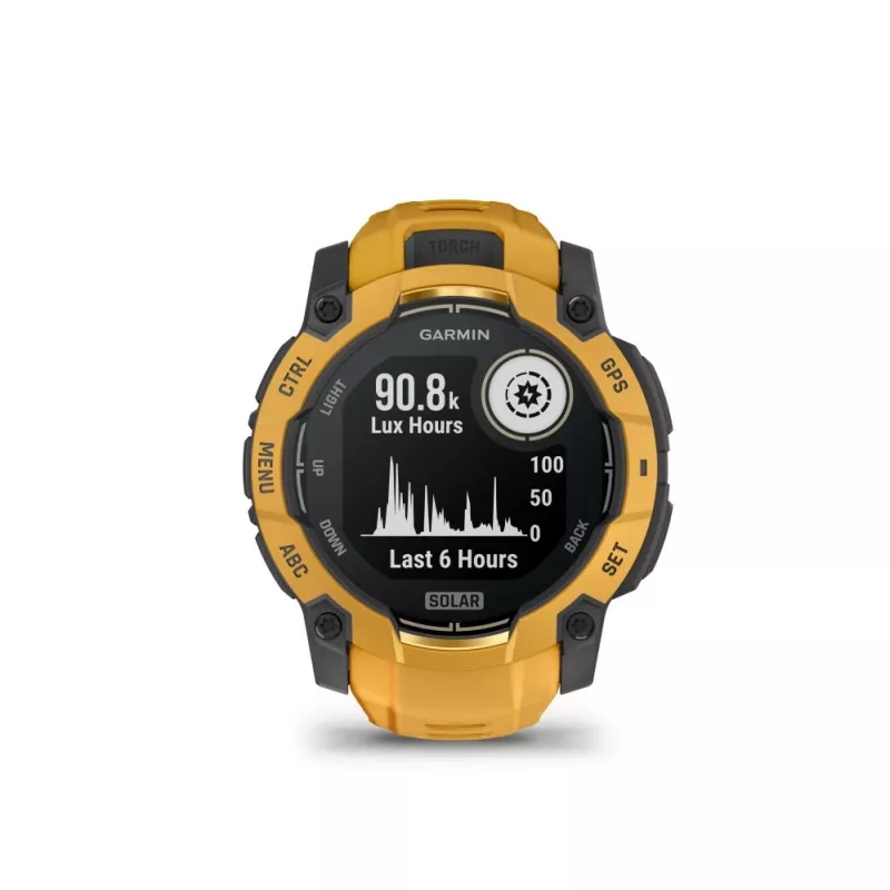 Garmin Instinct 3 – 50 mm, Solar Sunburst ar Sunburst/Pelēku siksnu