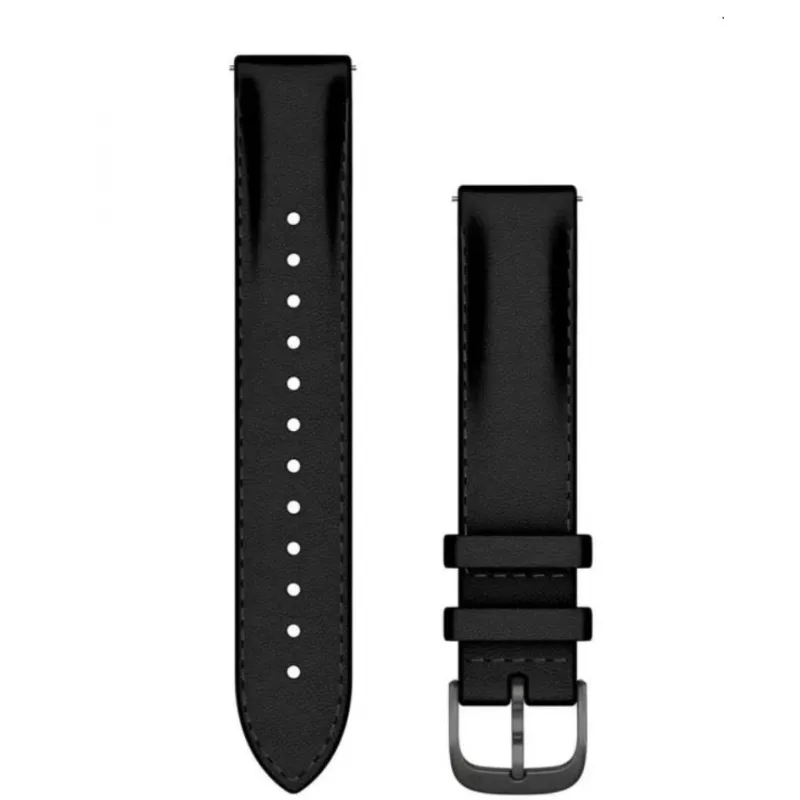 Garmin Quick Release Bands (18 mm) Black Leather, Brushed Slate Hardware