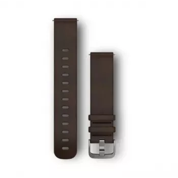 Garmin Quick Release siksniņas (20 mm) tumši brūna āda, sudraba aparatūra