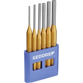 GEDORE 6 daļu tapu izspiedēju komplekts ar PVC turētāju, DIN 6450, hroma vanādija tērauds, zilgani melns pulējums 8757670