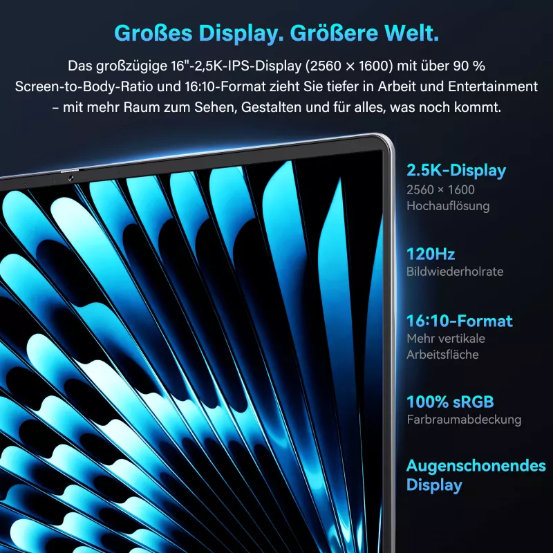 GEEKOM GEEKBOOK X16 PRO (Sudraba, Intel Core Ultra 5 125H, Intel Arc Graphics, 32 GB LPDDR5, 1 TB SSD, Windows 11 Pro)
