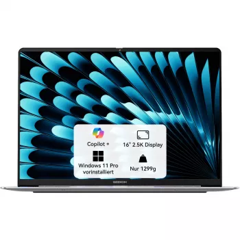 GEEKOM GEEKBOOK X16 PRO (Sudraba, Intel Core Ultra 5 125H, Intel Arc Graphics, 32 GB LPDDR5, 1 TB SSD, Windows 11 Pro)