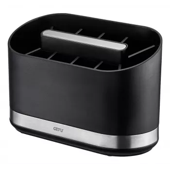 GEFU SMARTLINE galda organizators, nerūsējošais tērauds un melns, neslīdoša pamatne, trauku mazgājamās mašīnas drošs, 10 x 14 cm