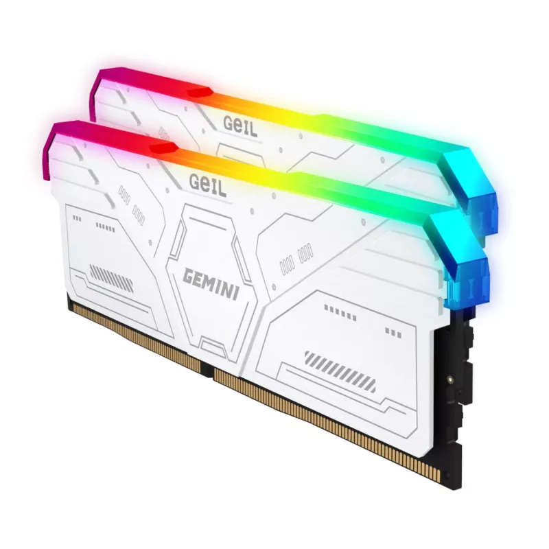 Geil Gemini RGB 64GB komplekts (2x32GB) 6000MHz DDR5 galddatora spēļu atmiņa - balta