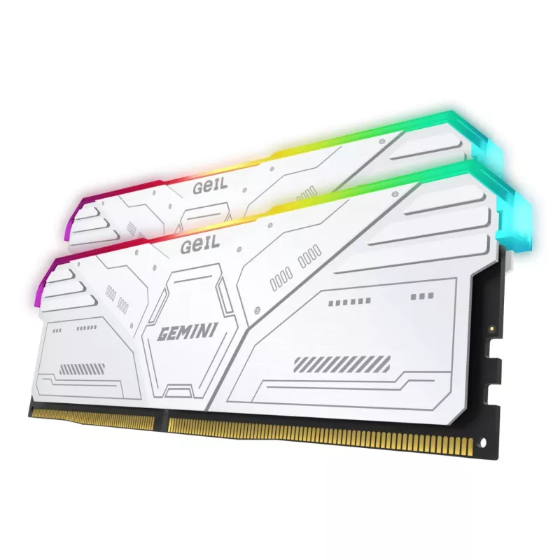 Geil Gemini RGB 64GB komplekts (2x32GB) 6000MHz DDR5 galddatora spēļu atmiņa - balta