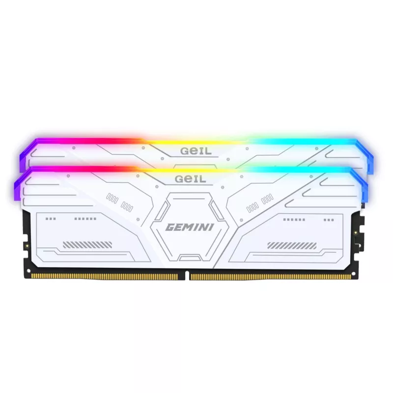 Geil Gemini RGB 64GB komplekts (2x32GB) 6000MHz DDR5 galddatora spēļu atmiņa - balta