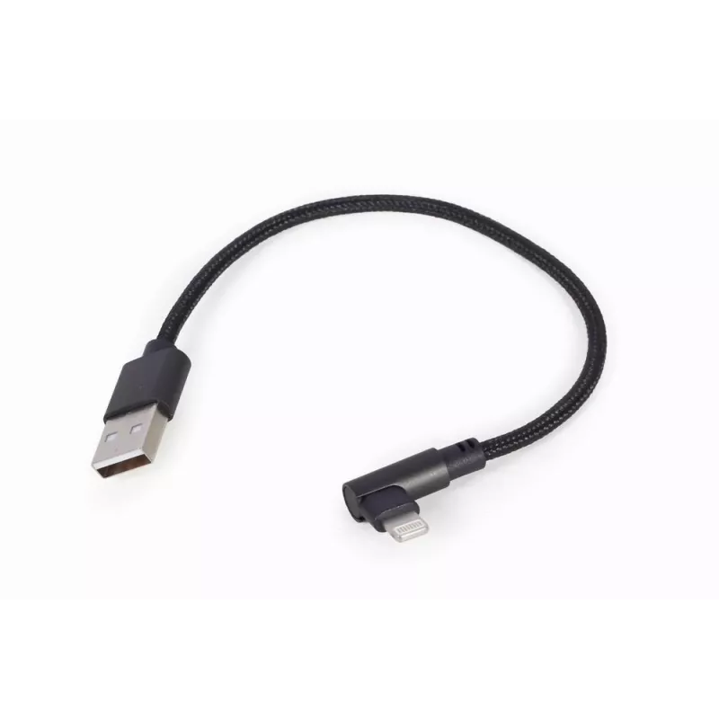 GEMBIRD Leņķveida pīts USB-A uz 8-pin Lightning kabelis 0.2 m melns