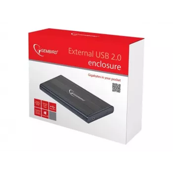 Gembird EE2-U2S-5 ārējais USB 2.0 korpuss 2.5 inch SATA HDD/SSD, alumīnijs, melns