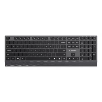 Gembird KB-MCH-06 Slim vadu multimediju tastatūra ar Type-C adapteri, ASV izkārtojums, melna
