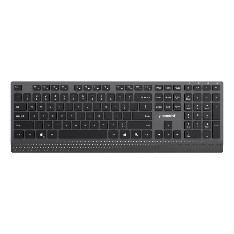 Gembird KB-MCH-06 Slim vadu multimediju tastatūra ar Type-C adapteri, ASV izkārtojums, melna